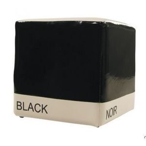 International Design - pouf bicolore cube - couleur - noir - Pouf