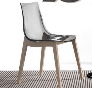 WHITE LABEL - chaise orbital wood design fumé et hêtre blanchi - Chaise