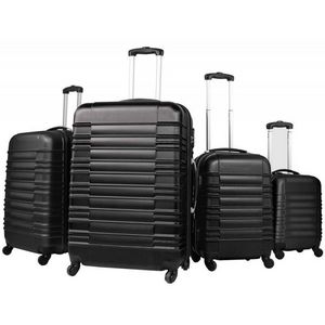 WHITE LABEL - lot de 4 valises bagage abs noir - Valise À Roulettes