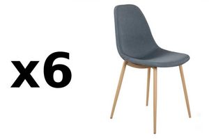 WHITE LABEL - lot de 6 chaises stockholm design scandinave tissu - Chaise