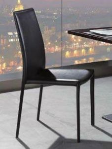 WHITE LABEL - chaise vanity en simili cuir noir piétement métal  - Chaise
