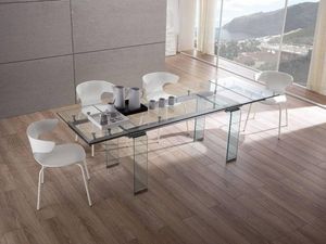 WHITE LABEL - table design extensible vitro. - Table De Repas Rectangulaire