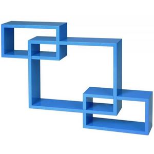 WHITE LABEL - étagère murale x3 cube design bleu - Etagère