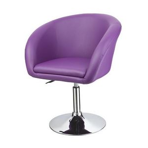 WHITE LABEL - fauteuil lounge pivotant cuir violet - Fauteuil Rotatif