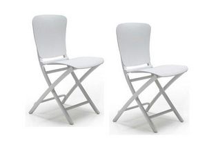 WHITE LABEL - lot de 2 chaises pliante zak design blanc - Chaise Pliante