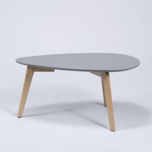WHITE LABEL - table basse mignone design grise avec piétement en - Table Basse Forme Originale
