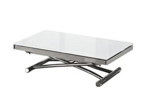 WHITE LABEL - table basse jump extensible relevable en verre - Table Basse Relevable