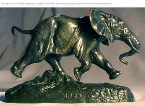 CALTON GALLERY - éléphant du sénégal chargeant. a-l barye - Sculpture Animalière
