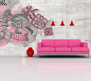 IN CREATION - esquisse rose - Papier Peint Panoramique