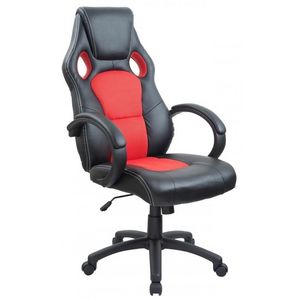 WHITE LABEL - fauteuil de bureau sport cuir rouge - Fauteuil De Bureau
