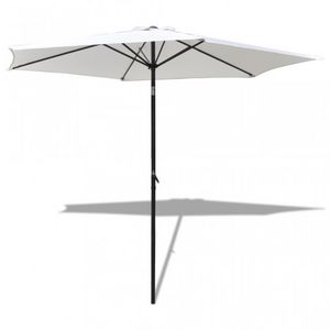WHITE LABEL - parasol de jardin manivelle ø 3m crème - Parasol Télescopique