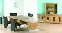 Act Furniture Manufacturers - nimbus pippy oak with burr walnut flaps and silver - Table De Réunion