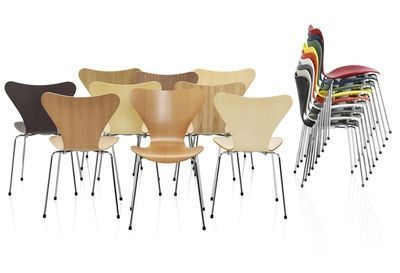 Arne Jacobsen - Chaise-Arne Jacobsen-Chaise Sries 7 Arne Jacobsen 3107 Bois structur bl