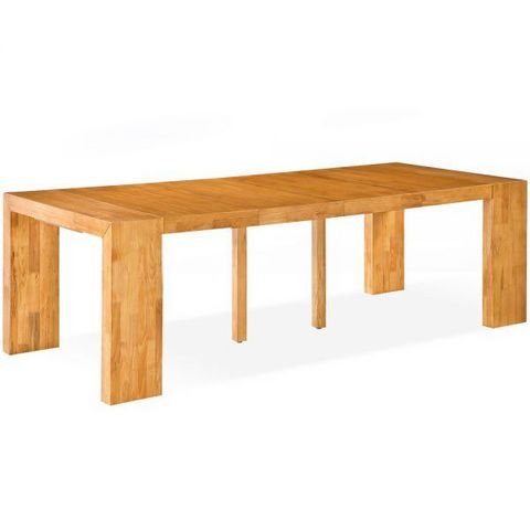 WHITE LABEL - Table de repas rectangulaire-WHITE LABEL-Table console extensible 4 rallonges Melton