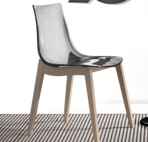 WHITE LABEL - Chaise-WHITE LABEL-Chaise ORBITAL WOOD design fumé et hêtre blanchi