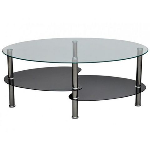 WHITE LABEL - Table basse ronde-WHITE LABEL-Table basse design noir verre