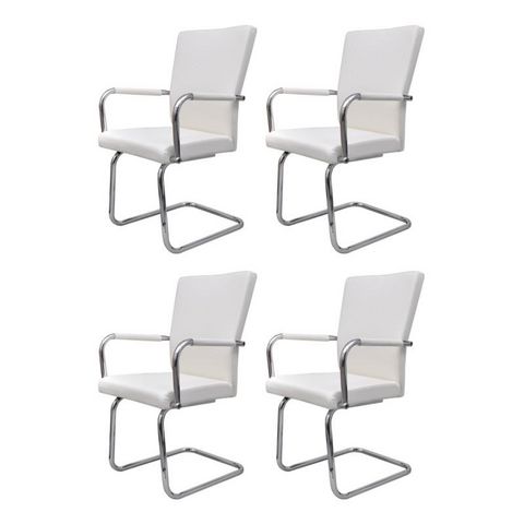 WHITE LABEL - Chaise-WHITE LABEL-4 chaises de salle à manger blanche