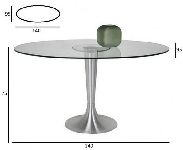 WHITE LABEL - Table de repas ronde-WHITE LABEL-Table ovale POSSIBILITA pied métal brossé