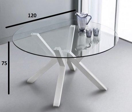 WHITE LABEL - Table de repas ronde-WHITE LABEL-Table repas TEOREMA en verre design blanc 120 cm