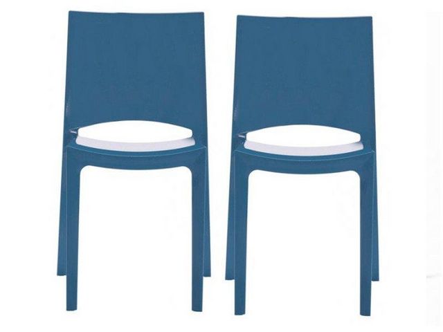 WHITE LABEL - Chaise-WHITE LABEL-Lot de 2 chaises SUNSHINE empilables design bleu b