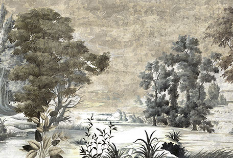 Ananbô - Papier peint panoramique-Ananbô-Saint Jean sépia Patine XVIIIème