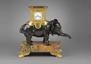 F P FINE ART - Horloge à poser-F P FINE ART-Elephant Clock