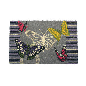 WHITE LABEL - paillasson en coco motifs papillons - Doormat