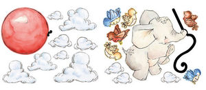 Wallies - stickers chambre bébé éléphant volant - Children's Decorative Sticker