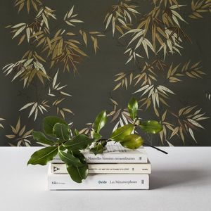 ISIDORE LEROY - bambous vert doré - Wallpaper