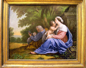 Fabian de MONTJOYE - la sainte famille - Oil On Canvas And Oil On Panel