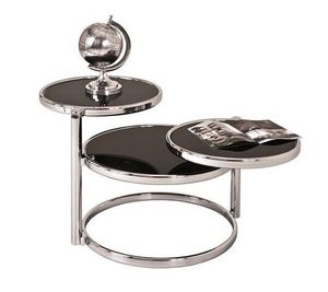 WHITE LABEL - table basse venda en verre teinté noir. - Round Coffee Table