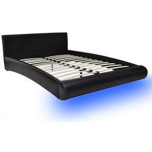 WHITE LABEL - lit led 140 x 200 cm noir - Double Bed