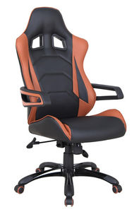 WHITE LABEL - fauteuil de bureau design simili cuir noir et marr - Office Chair