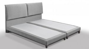 WHITE LABEL - lit design haut de gamme balzac 140*190 cm tissu t - Double Bed