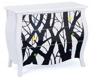 WHITE LABEL - commode alisha blanche 3 tiroirs - Chest Of Drawers