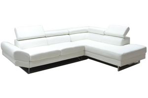 WHITE LABEL - canapé d'angle droite fixe venise cuir éco blanc - Adjustable Sofa