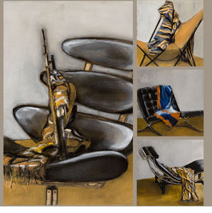 MARTINE SERGNI DECORS - drapés sur fauteuil - Contemporary Painting