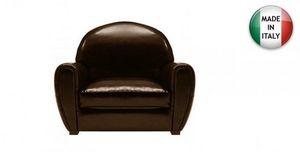 WHITE LABEL - fauteuil club marron brillant en cuir vachette. ma - Club Armchair