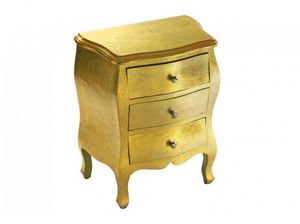 WHITE LABEL - satellite petite commode bois 3 tiroirs or - Bedside Table