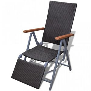 WHITE LABEL - chaise de jardin pliable transat marron - Folding Garden Armchair
