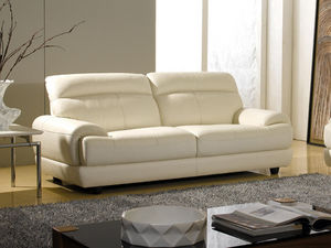 WHITE LABEL - canapé cuir 3 places lesko - 3 Seater Sofa