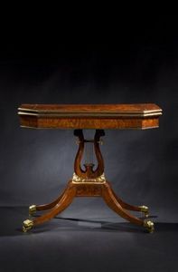 CARSWELL RUSH BERLIN - very fine parcel-gilt mahogany lyre-base games tab - Games Table