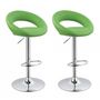 Bar Chair-WHITE LABEL-Lot de 2 tabourets de bar rembourré vert