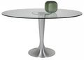 Round diner table-WHITE LABEL-Table ovale POSSIBILITA pied métal brossé