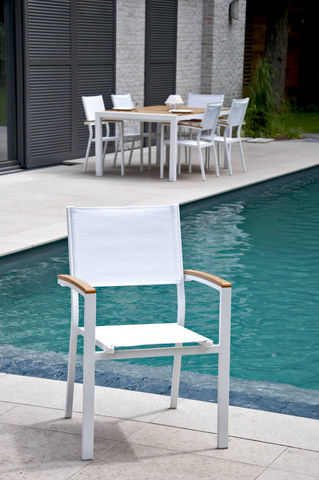 RESIDENCE - Garden armchair-RESIDENCE-Fauteuil de jardin empilable en aluminium et texti