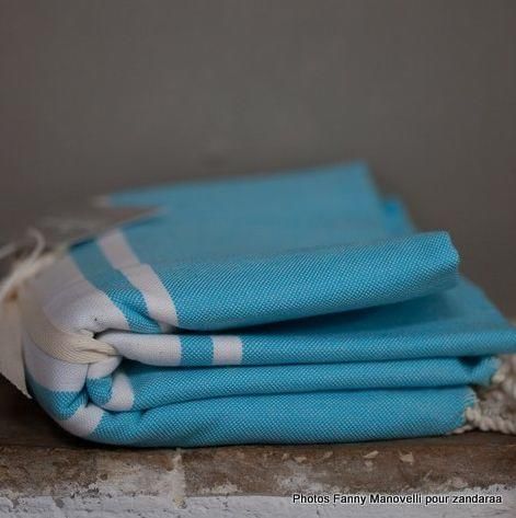 Zandaraa - Fouta Hammam towel-Zandaraa-Fouta turquoise tissage à plat