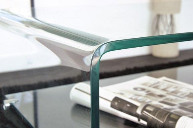 WHITE LABEL - Rectangular coffee table-WHITE LABEL-Table basse design SIDE en Verre trempé 12mm Trans