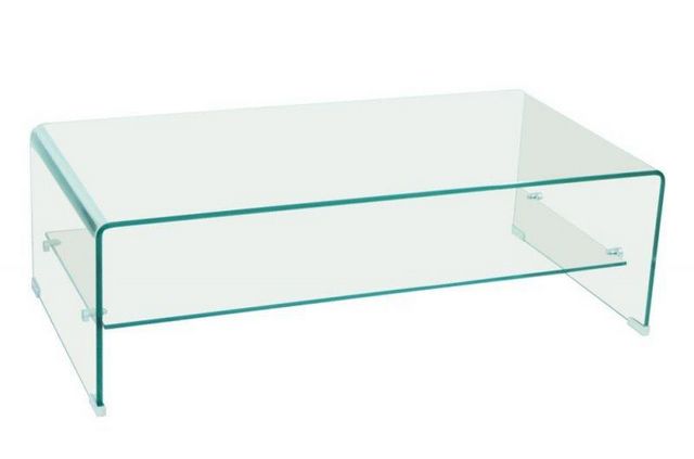 WHITE LABEL - Rectangular coffee table-WHITE LABEL-Table basse design SIDE en Verre trempé 12mm Trans