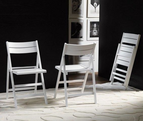 WHITE LABEL - Folding chair-WHITE LABEL-Lot de 2 chaises pliante ROBERT blanche.