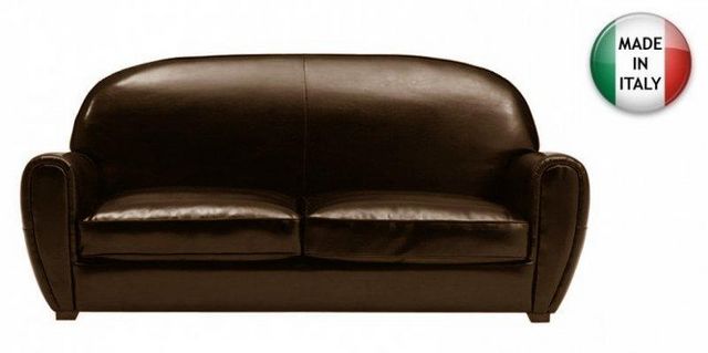 WHITE LABEL - Club sofa-WHITE LABEL-Canapé CLUB 3 places en cuir vachette marron brill